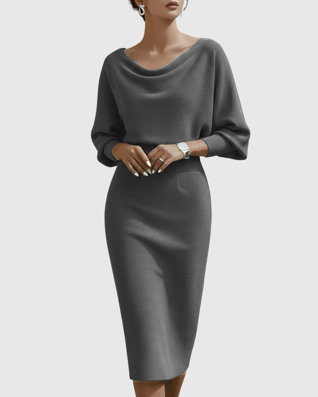 Elegantes Damen Midikleid mit Drapierung