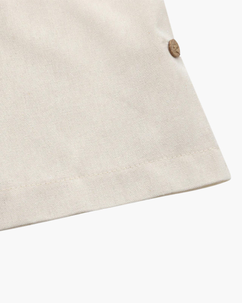 Herren Poloshirt Leinen Sommer Brusttasche Beige