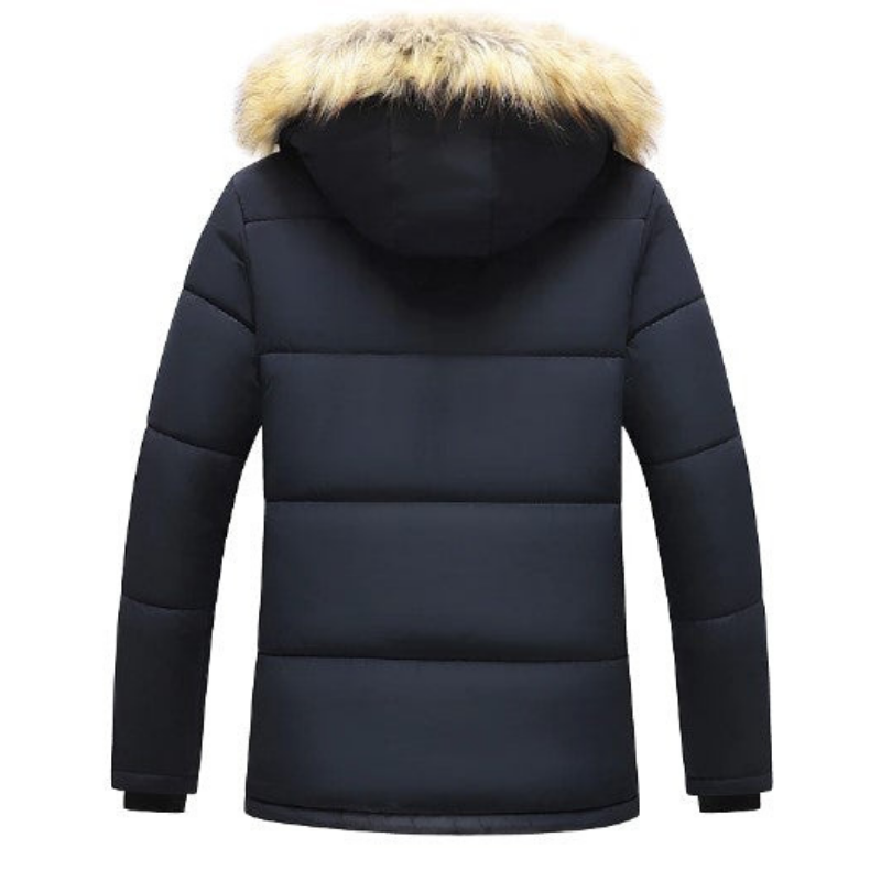 Herren Winterparka Warm Gefüttert Abnehmbare Fellkapuze