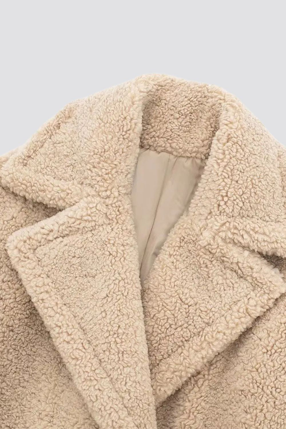 Damen Wintermantel Faux-Fur Lang Double-Breasted