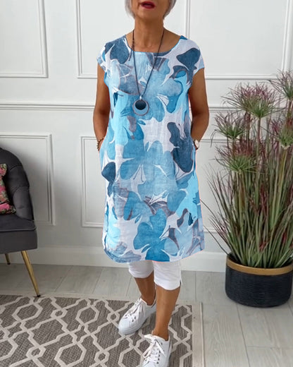Damen Longtop Blumenprint Farbenfroh Baumwolle
