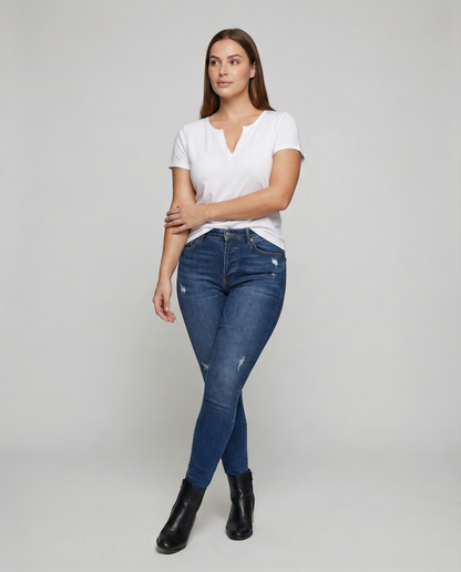 Weiße Damen Kurzarmbluse Elegantes Design