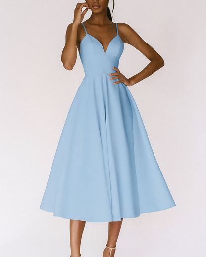 Damen Träger Midi Kleid für Hochzeitsgäste