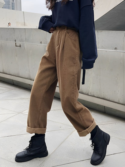Damen Cordhose Lässig Lockere Beige