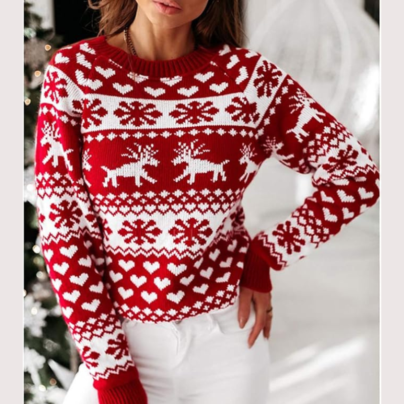 Rote Damen Strickpullover Weihnachten