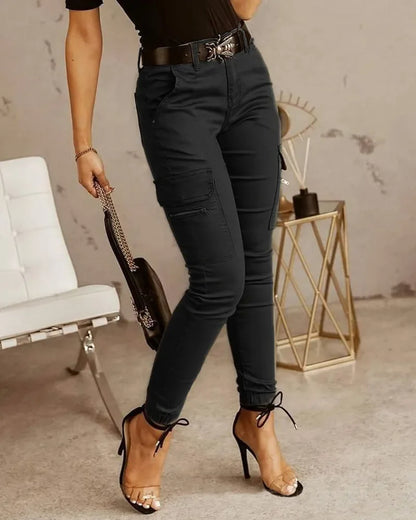 Norvielle Damen Cargo-Hose Hohe Taille - Norvielle