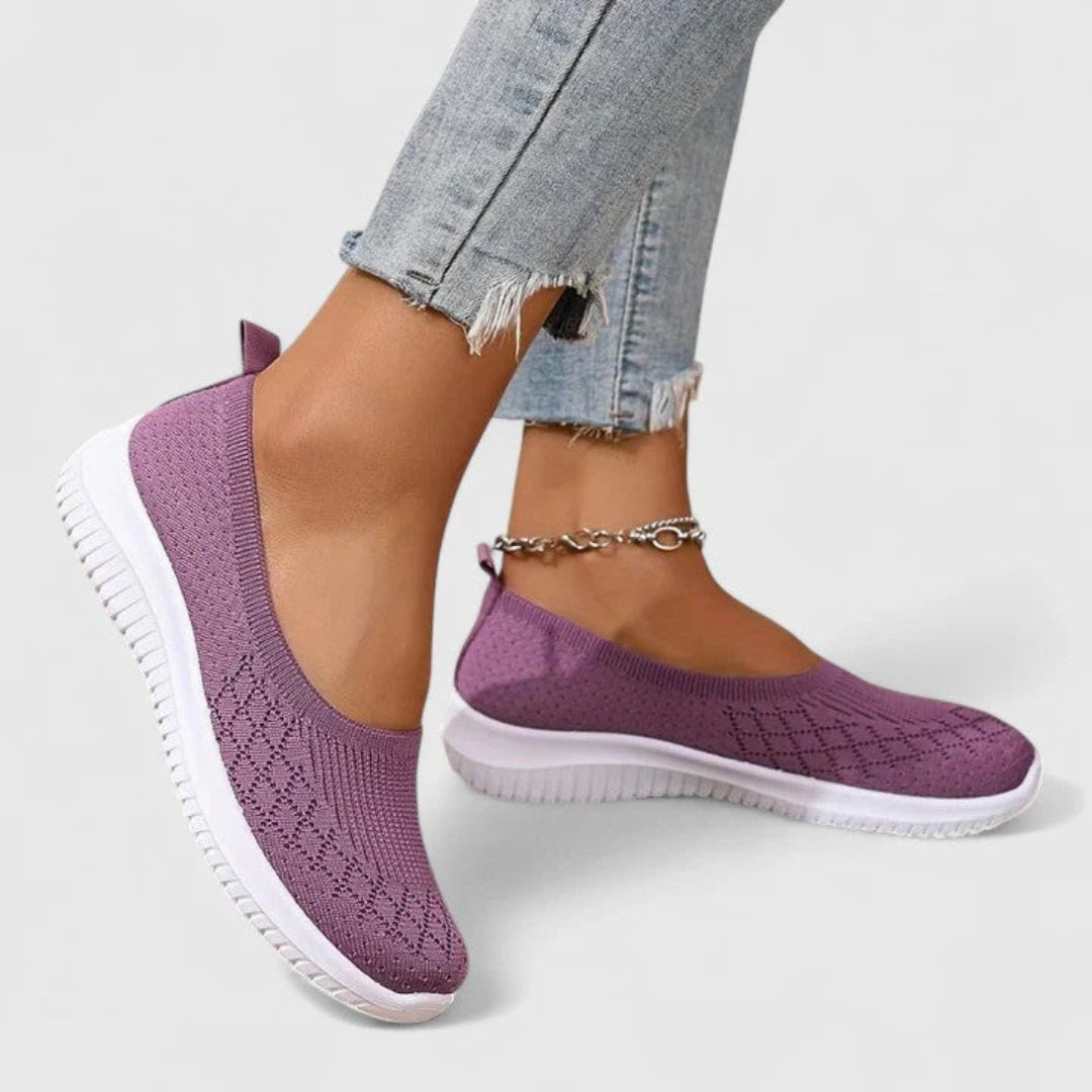 Damen Leichte Slip-On Strick Ballerinas