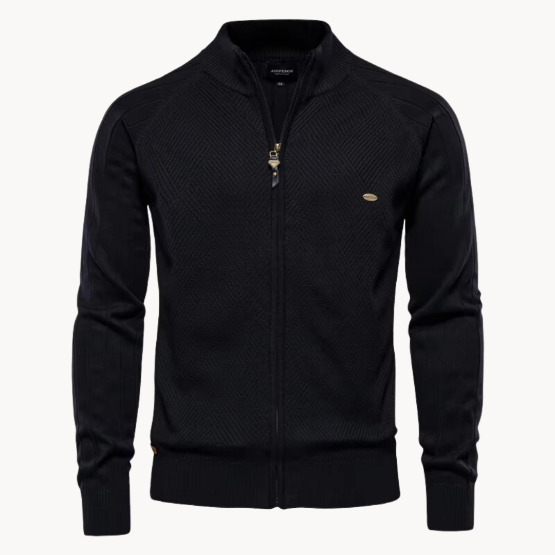 Herren Pulloverjacke Strukturiert Stehkragen Zip
