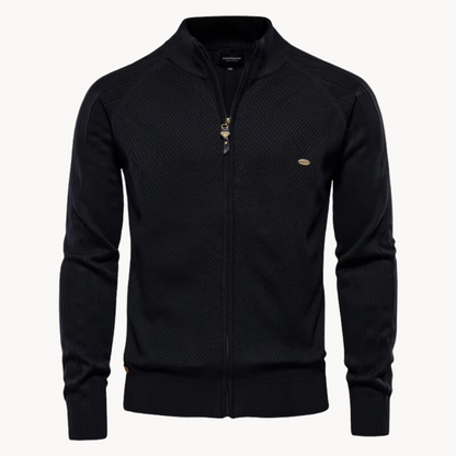 Herren Pulloverjacke Strukturiert Stehkragen Zip