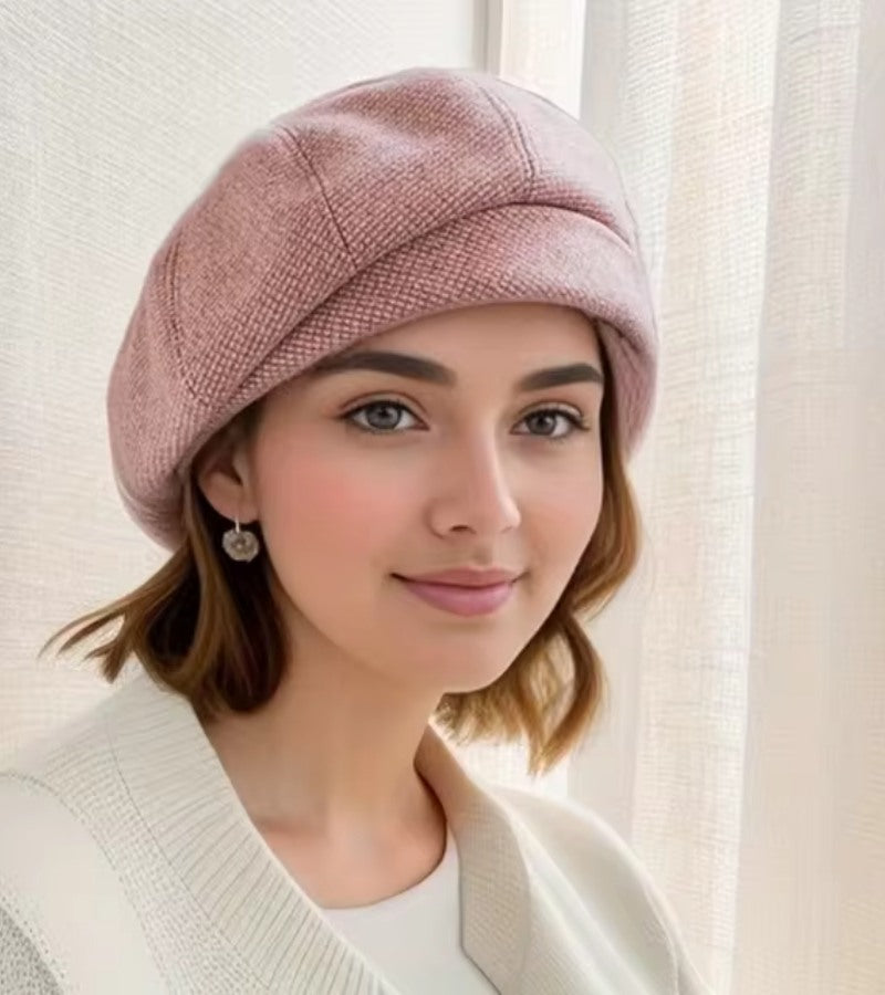 Damen Strickmütze Warm Kuschelig Beige