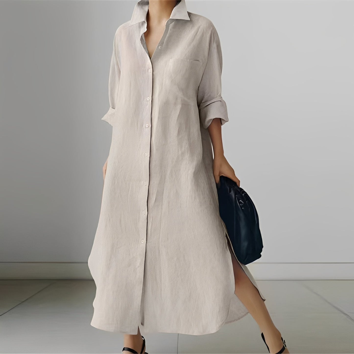 Damen Oversize Hemdkleid Lässig - Norvielle