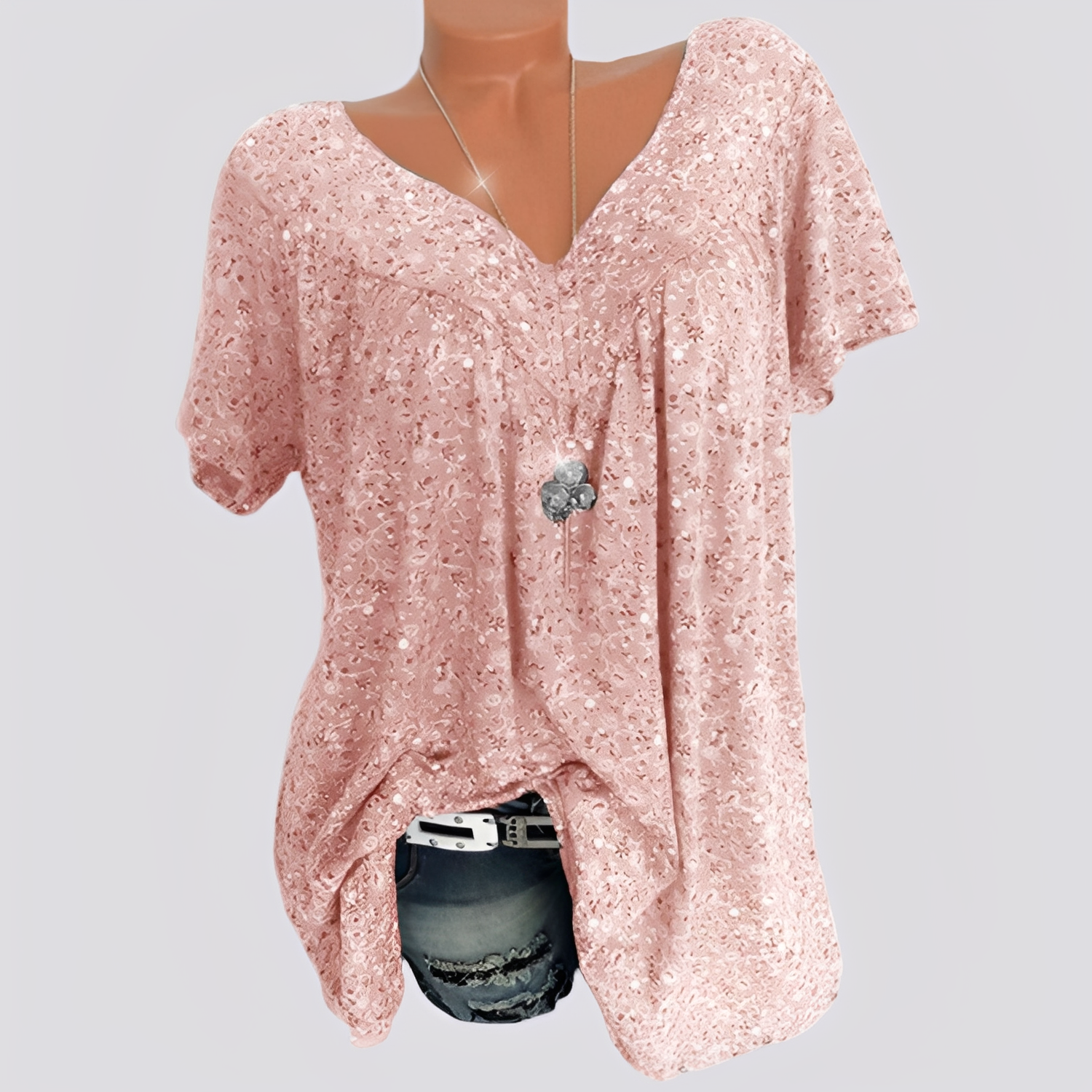 Damen Bluse Blumenmuster Baumwolle Locker Sitzend - Norvielle