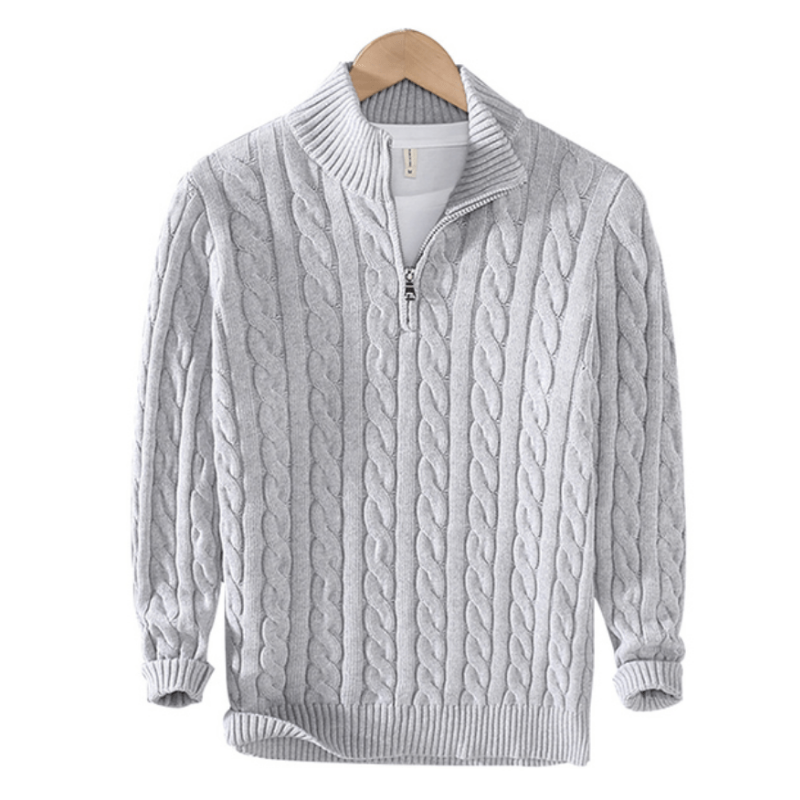Calvin Herren Strickpullover Kabelstrick Reißverschluss Klassisch