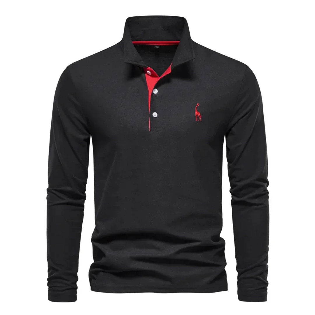 Herren Poloshirt Langarm Baumwolle Alltagstauglich