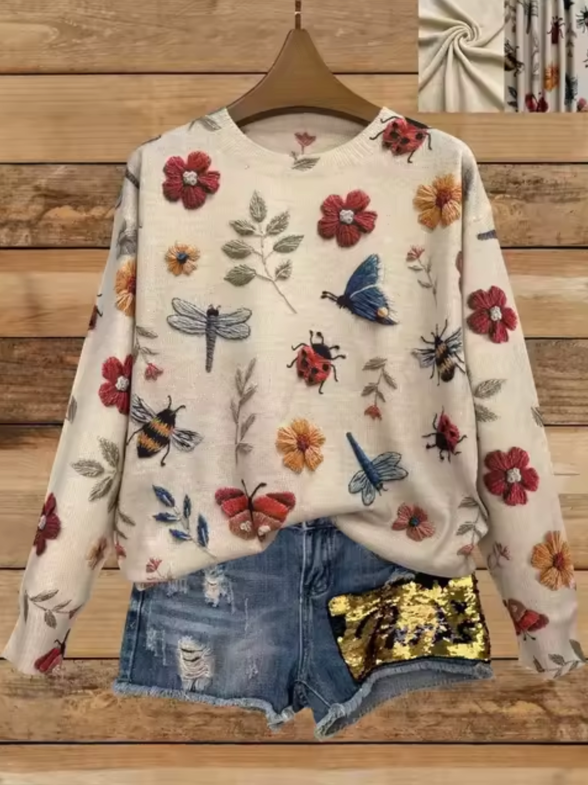 Norvielle Damen Gestrickter Pullover 3D-Druck