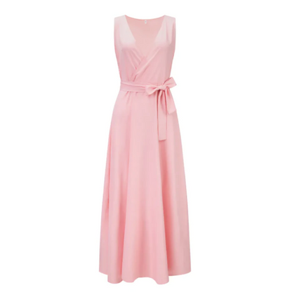 Damen Maxikleid Ärmellos Wickeloptik