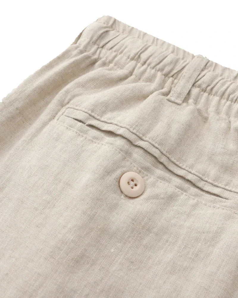 Herren Leinen-Outfit Sommer Shorts Leinenhemd Anthrazit