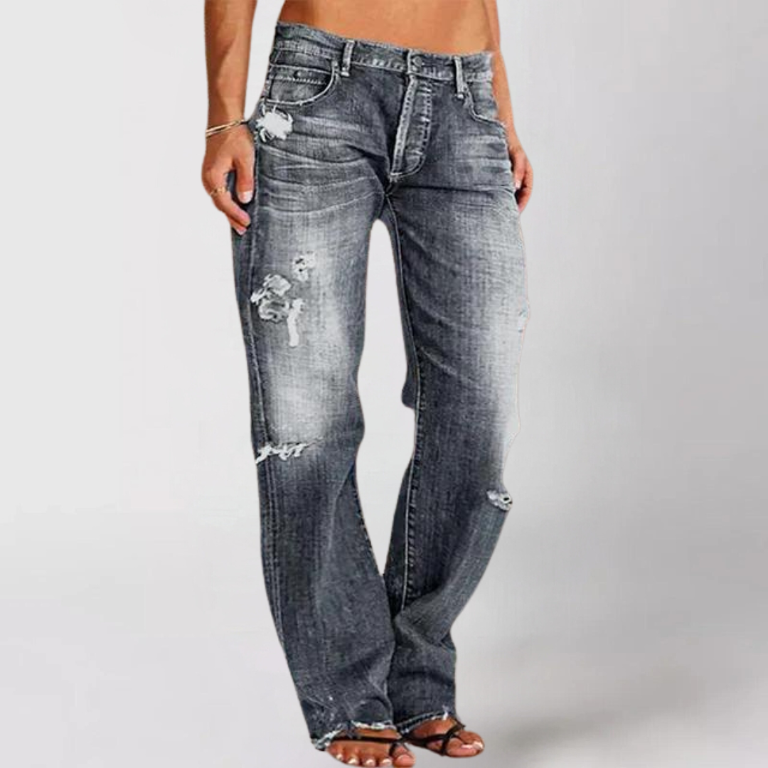 Damen High-Waist Destroyed Jeans Gerade