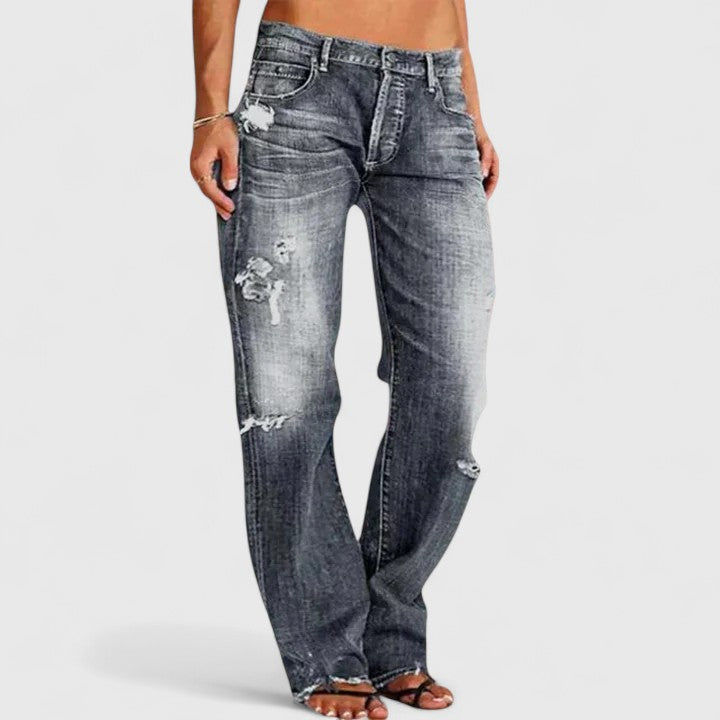Damen Vintage-Jeans Lockerer Passform Hellblau