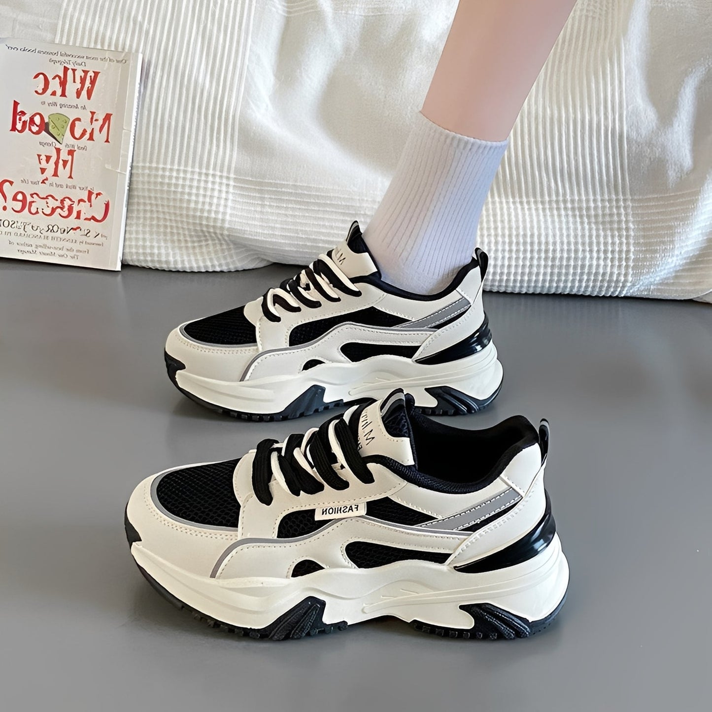 Damen Mesh Sneaker Hochabsatz Lässig