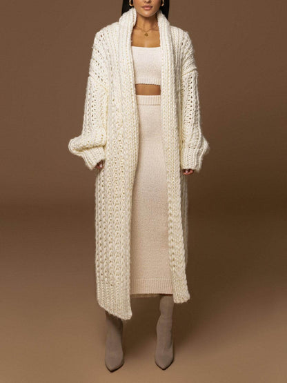 Damen Cardigan Elfenbein Farbe Schalkragen