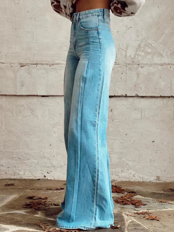 Norvielle Damen High-Waist-Hose Weit Geschnitten Schwarz - Norvielle