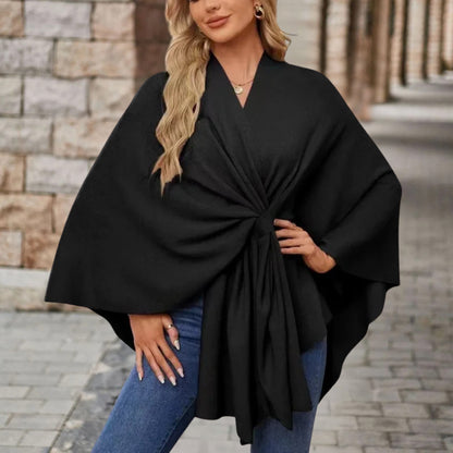 Damen Wickelponcho Leicht Feminin