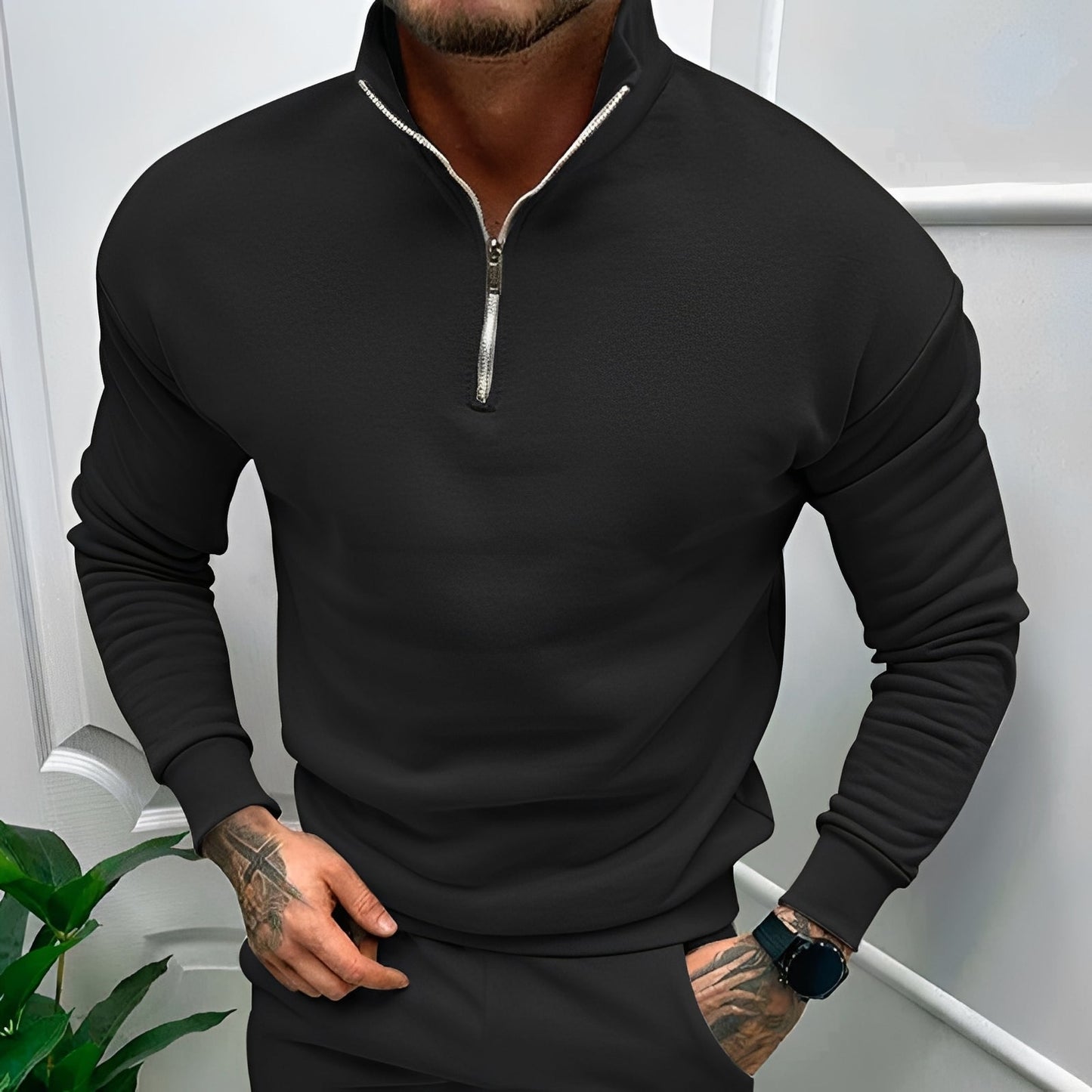 Herren Pullover Halb-Reißverschluss Lässig