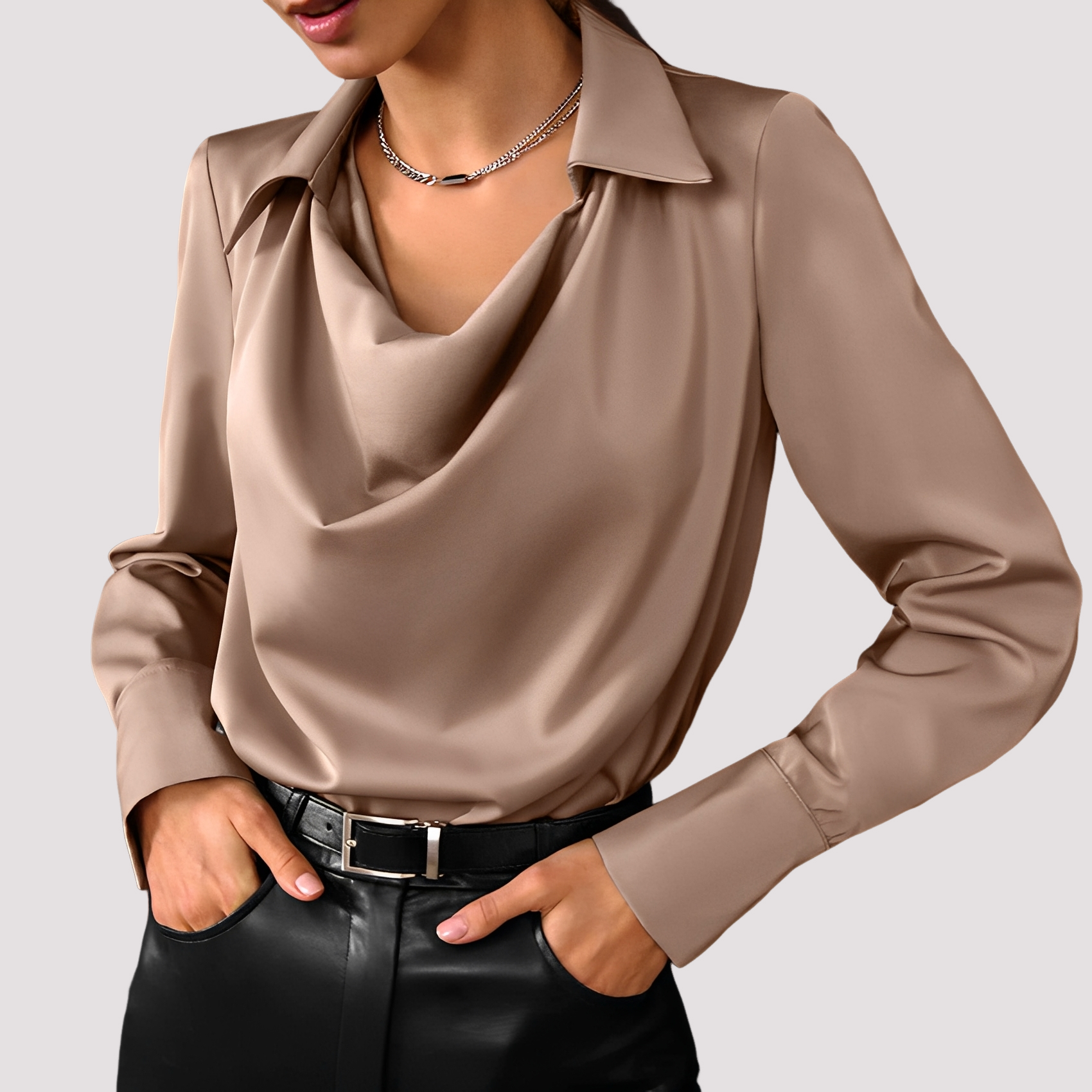 Elegante Damen Hemdbluse aus Seide Weiß - Norvielle