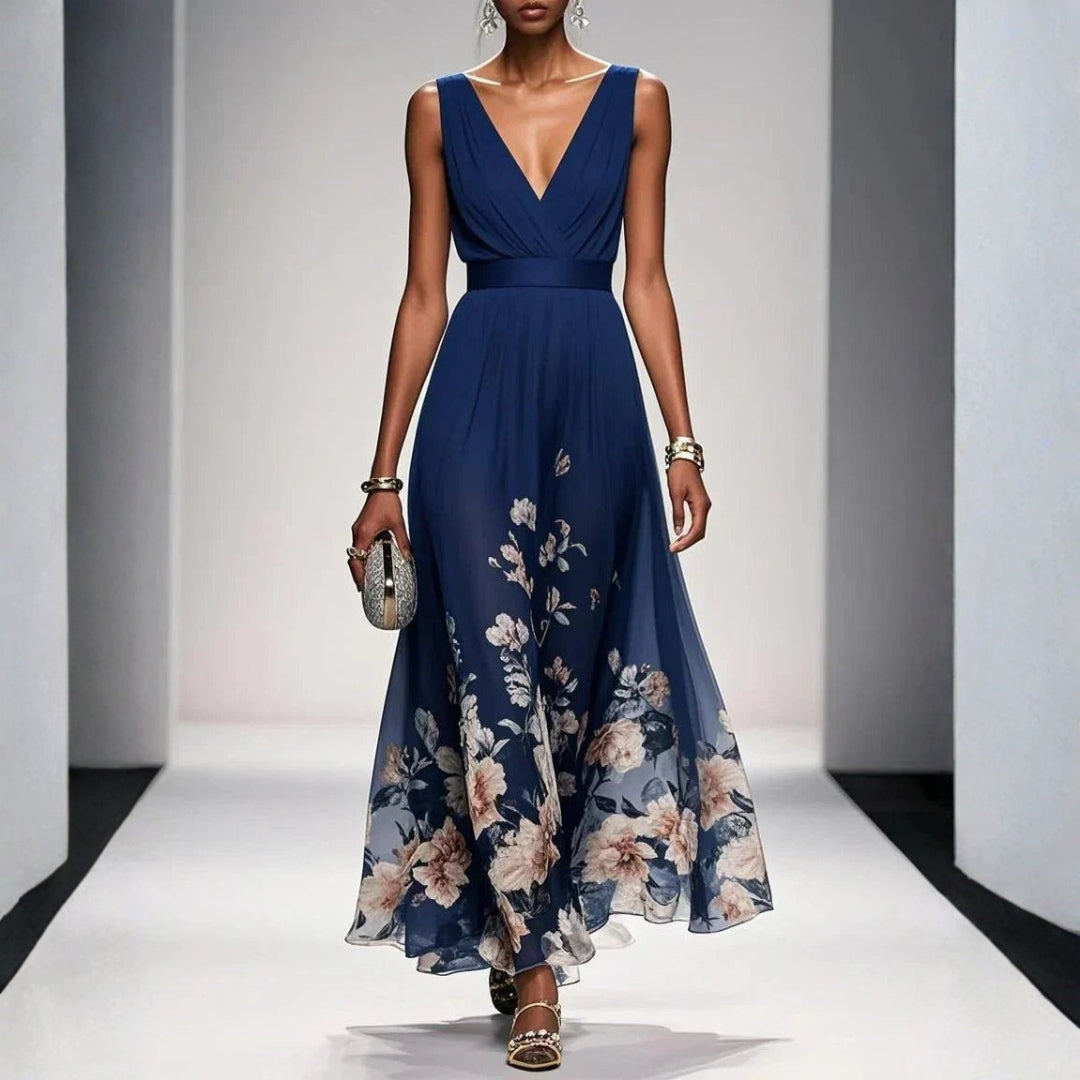 Damen Hochzeitsgästekleid Blumenmuster Kleid
