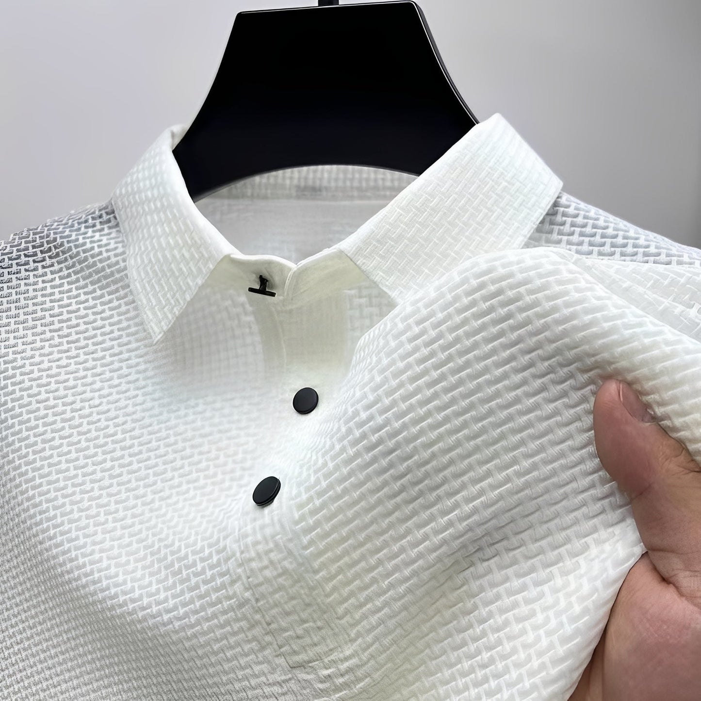 Herren Kurzarm Poloshirt Stilvoll Weiß