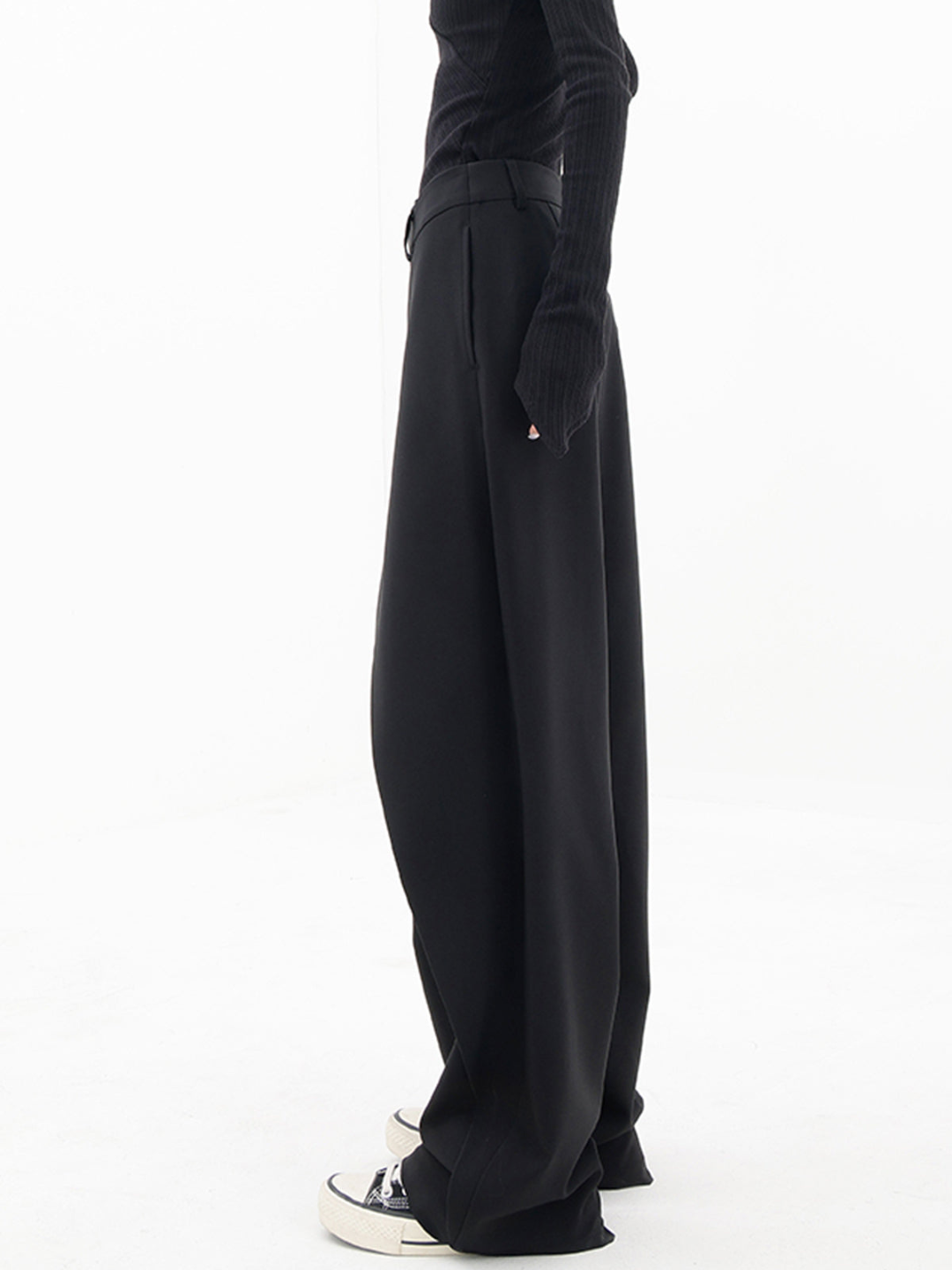 Damen Highwaist-Hosen Weite Bein Baumwolle