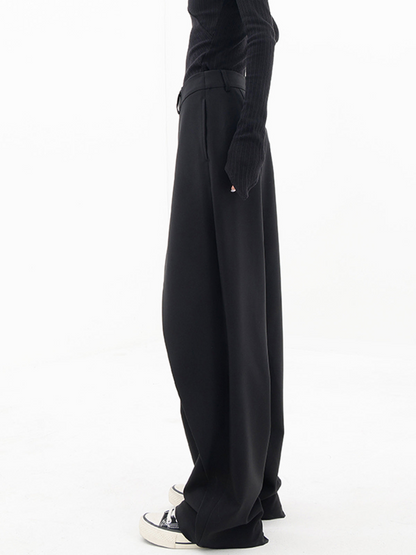 Damen Highwaist-Hosen Weite Bein Baumwolle