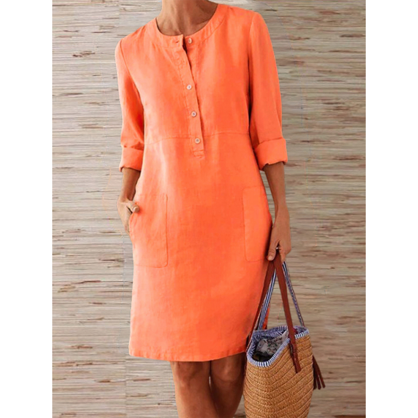 Damen Kleid Elegantes Unifarbenes Leichtes