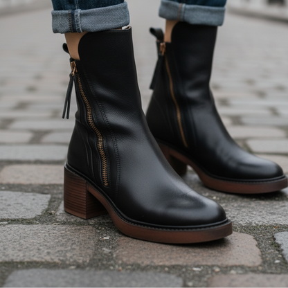 e Lederstiefel Damen Elegante Absatzschuhe