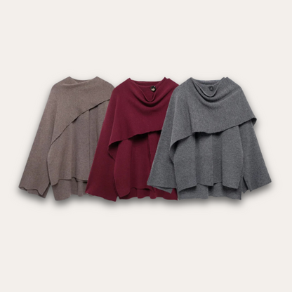 Norvielle Damen Poncho-Pullover Stilvoll