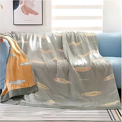 Goldener Fisch Baumwoll-Gaze Wende-Decke