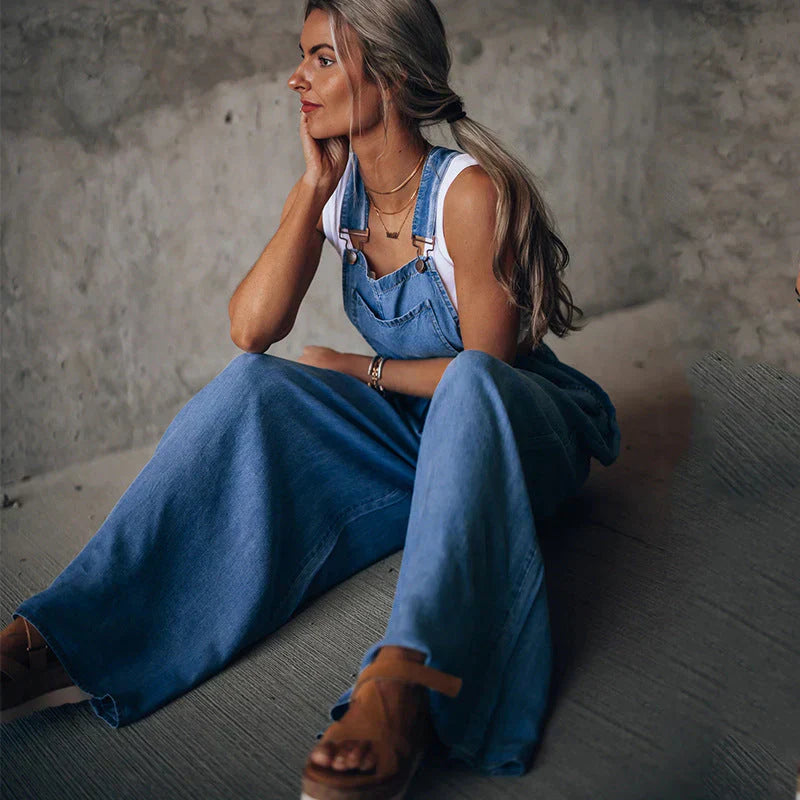 Damen Denim-Overall Trendig Ohne Ärmel