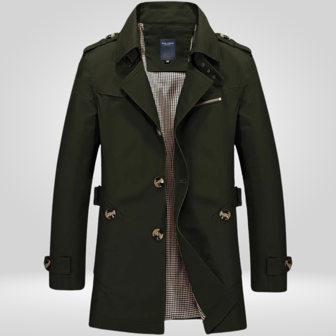 Herren Trenchcoat Klassisch Längschnitt Strukturiert