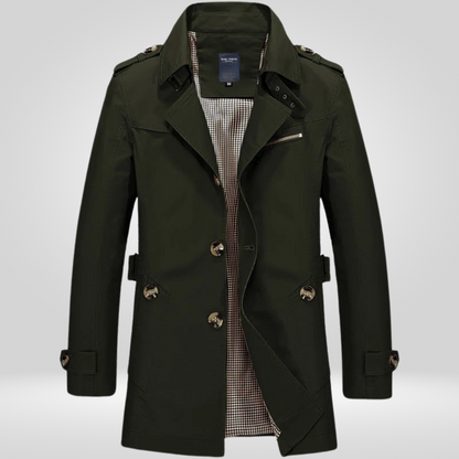Herren Trenchcoat Klassisch Längschnitt Strukturiert