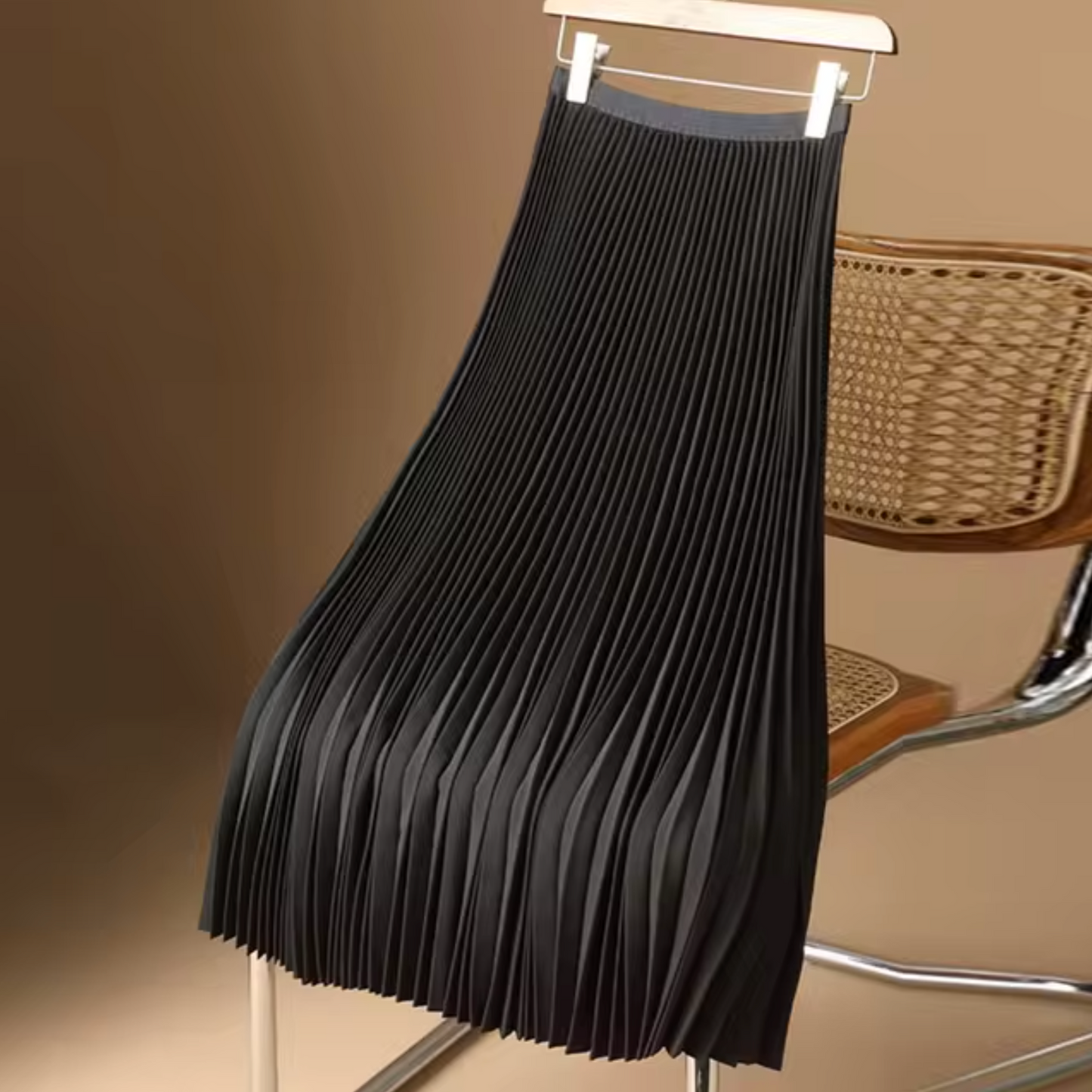 Lange Damen Plisseerock Baumwollsatin
