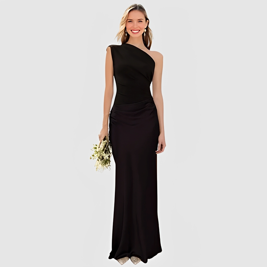 Damenkleid Asymmetrischer Kragen Gerader Rock