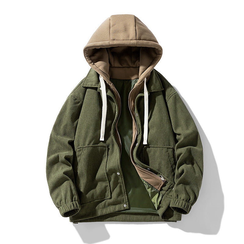 Herren Cordjacke Mit Kapuze Modern
