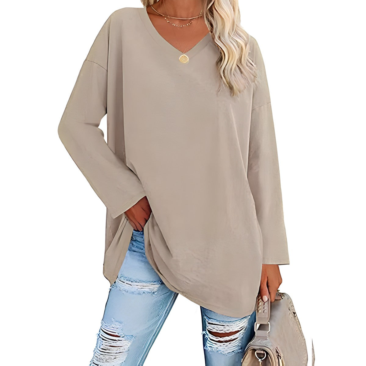 Damen V-Ausschnitt Pullover Relaxed Fit