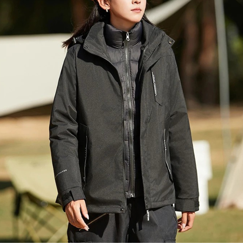 Damen Mehrlagige Skijacke Winterjacke Schwarz - Norvielle