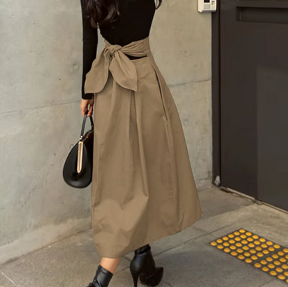 Damen Maxi Rock Schleifen-details Elegant
