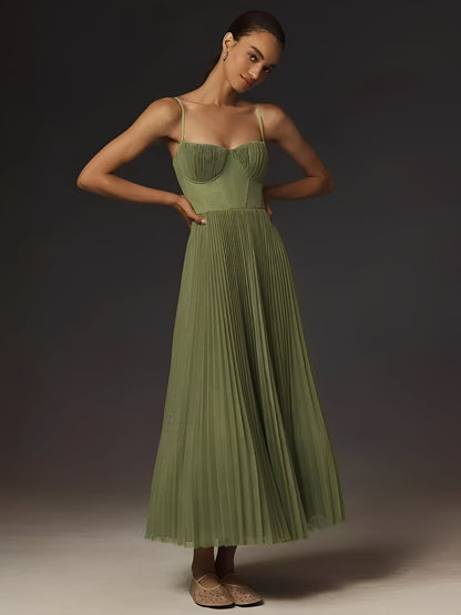 Karen Damen Midikleid Rückenfrei Falten