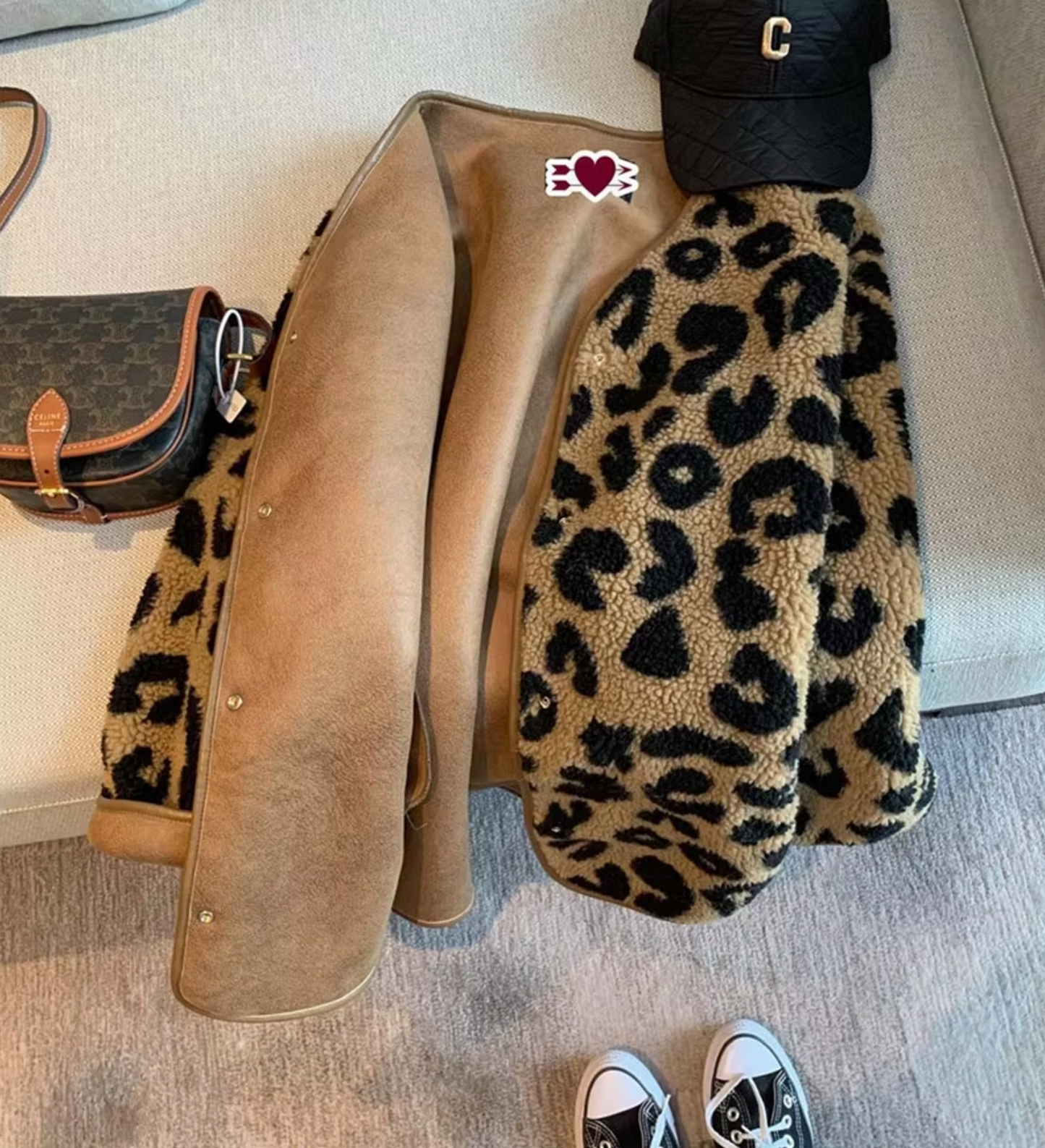 Norvielle Damen Fleecejacke Leopardenmuster