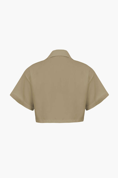 Damen Kurzarm Crop mit Kragen