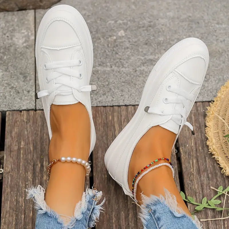 Norvielle Damen Flache Schuhe Rutschfeste Sohle Runde Spitze